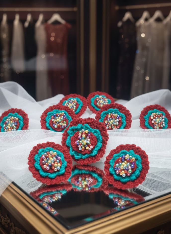 KAHLO - Aplique de flores em Crochê